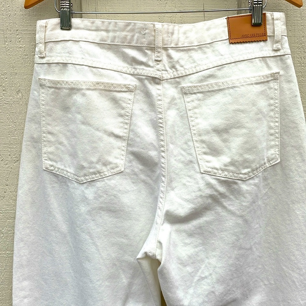 Avec Les Filles Women’s High Rise Jeans Size 30 White Button Fly Straight Leg - Picture 5 of 12